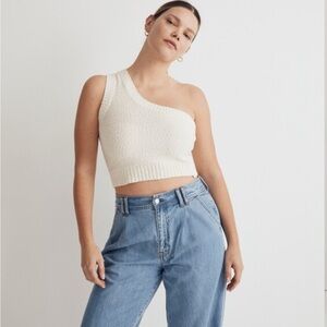 Textural-Knit One-Shoulder
Sweater Tank